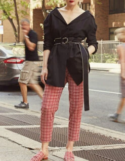 Rachel Comey Flat Westside Plaid High-rise Pants