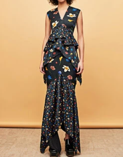 Solace London Chayse Floral Ruffled Midi Dress -J.Lindeberg Shop 39816