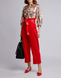 Ganni Cameron Floral Satin Cropped Blouse -J.Lindeberg Shop 40555