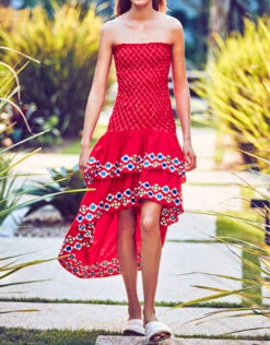 Alexis Revada Geometric Embroidered Tiered Knee Length Dress -J.Lindeberg Shop 41868