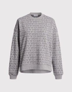 Front Page 11 Ganni Logo Jacquard Isoli Dropped Shoulder Sweatshirt