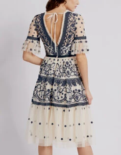 Needle & Thread Midsummer V-neck Floral Lace Knee Length Dress -J.Lindeberg Shop 431568