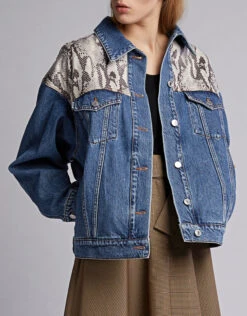 MSGM Snake-print Paneled Denim Jacket -J.Lindeberg Shop 44050
