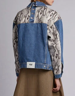 MSGM Snake-print Paneled Denim Jacket -J.Lindeberg Shop 44051