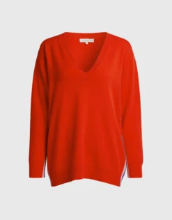 Chinti & Parker Heritage V-Neck Striped Wool-Cashmere Sweater