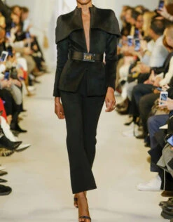 Brandon Maxwell Heavy Wool Cape Suit Coat
