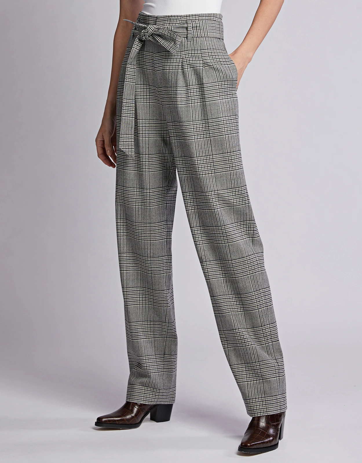 Marissa Webb Ethan Plaid High-rised Paperbag Wide-leg Pants 5 Marissa Webb Ethan Plaid High-rised Paperbag Wide-leg Pants - Image 5
