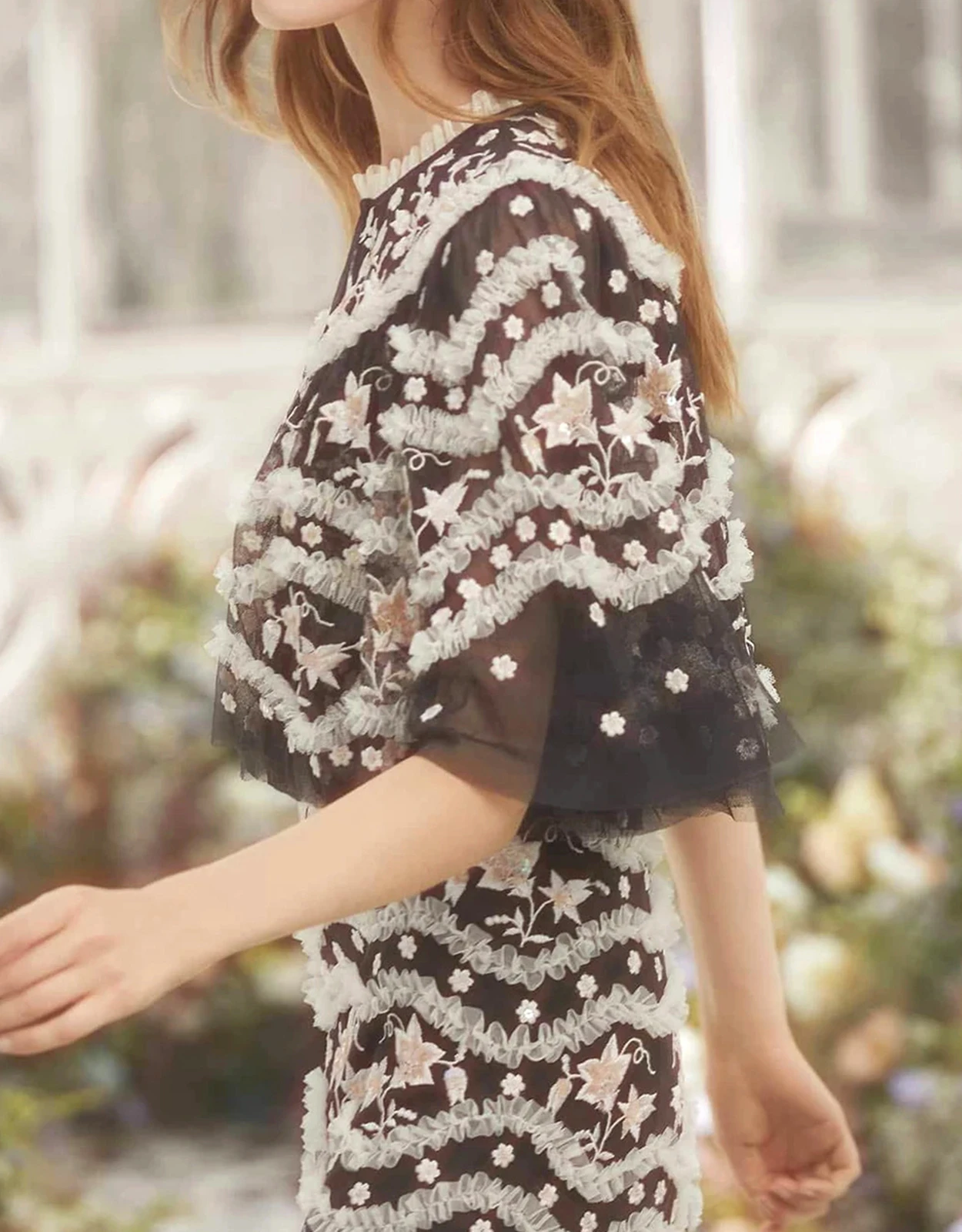 Needle & Thread Tulle Bloom Floral Embroidered Floral Cape 3 Needle & Thread Tulle Bloom Floral Embroidered Floral Cape - Image 3