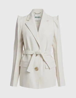 Kenzo Ruffled Shoulder Belted Blazer