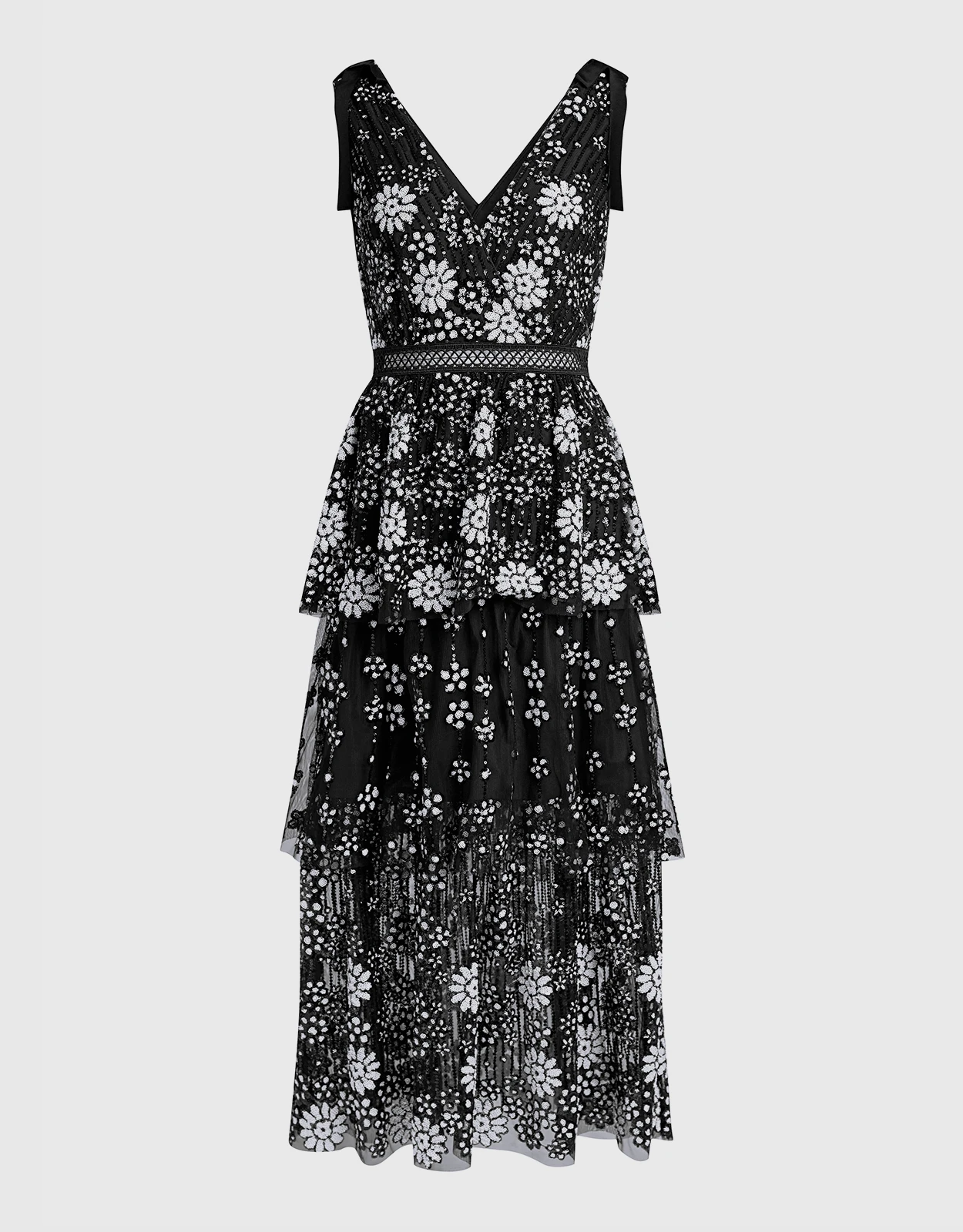 SELF PORTRAIT Self-Portrait Starlet Deco Sequin Tiered Midi Dress 1 SELF PORTRAIT Self-Portrait Starlet Deco Sequin Tiered Midi Dress