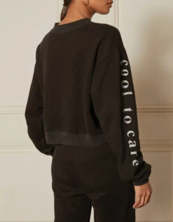 Boyish Jeans The Joni Cropped Sweatshirt-Black Cool To Care