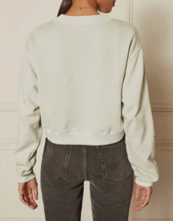 Boyish Jeans The Joni Cropped Sweatshirt-Pearl Gray Cool To Care