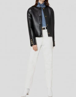 Philosophy Di Lorenzo Collarless Faux Leather Jacket -J.Lindeberg Shop 50483