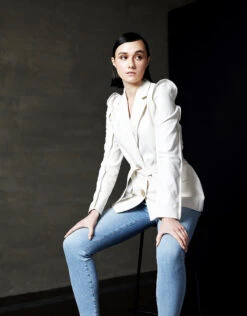 Kenzo Ruffled Shoulder Belted Blazer -J.Lindeberg Shop 68279