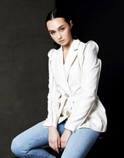 Kenzo Ruffled Shoulder Belted Blazer -J.Lindeberg Shop 68280