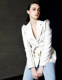 Kenzo Ruffled Shoulder Belted Blazer -J.Lindeberg Shop 68281