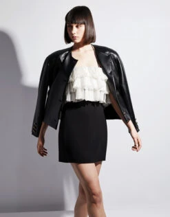 Philosophy Di Lorenzo Collarless Faux Leather Jacket -J.Lindeberg Shop 68353