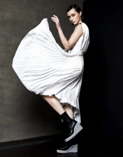 Ulla Johnson Maysha V-neck Pleated Asymmetric Midi Dress -J.Lindeberg Shop 68393