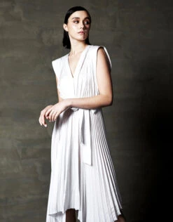 Ulla Johnson Maysha V-neck Pleated Asymmetric Midi Dress -J.Lindeberg Shop 68394