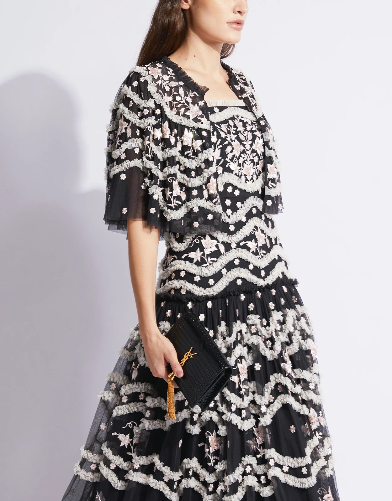 Needle & Thread Tulle Bloom Floral Embroidered Floral Cape 4 Needle & Thread Tulle Bloom Floral Embroidered Floral Cape - Image 4