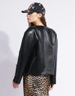 Philosophy Di Lorenzo Collarless Faux Leather Jacket -J.Lindeberg Shop 79526