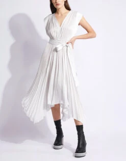 Ulla Johnson Maysha V-neck Pleated Asymmetric Midi Dress -J.Lindeberg Shop 80227