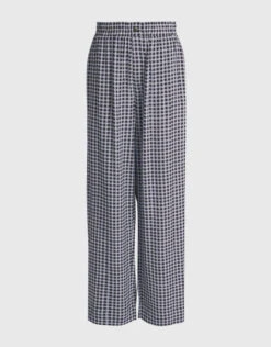 Ganni Check Printed Crepe Wide-leg Pants